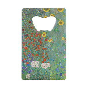 Gustav Klimt - Landtuin met zonnebloemen Creditkaart Flessenopener