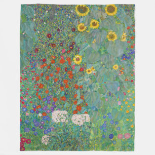 Gustav Klimt - Landtuin met zonnebloemen Fleece Deken