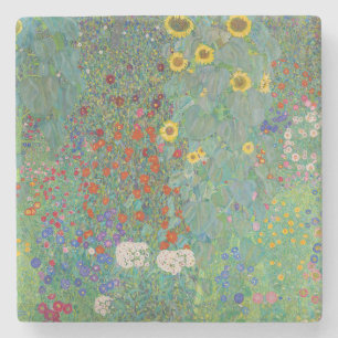Gustav Klimt - Landtuin met zonnebloemen Stenen Onderzetter