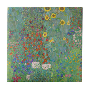 Gustav Klimt - Landtuin met zonnebloemen Tegeltje
