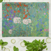 Gustav Klimt - Landtuin met zonnebloemen Theedoek (Gevouwen)