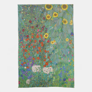 Gustav Klimt - Landtuin met zonnebloemen Theedoek