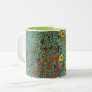 Gustav Klimt - Landtuin met zonnebloemen Tweekleurige Koffiemok