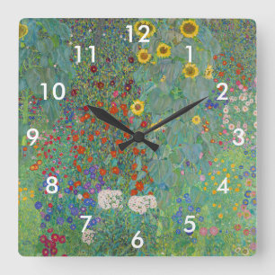 Gustav Klimt - Landtuin met zonnebloemen Vierkante Klok