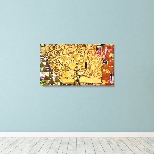 Gustav Klimt Levensboom: Art Nouveau Symbolist Canvas Afdruk (Insitu (Houten vloer))