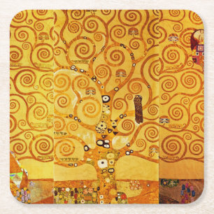 Gustav Klimt Levensboom: Art Nouveau Symbolist Kartonnen Onderzetters