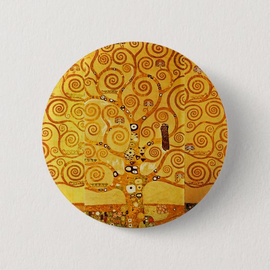 Gustav Klimt Levensboom: Art Nouveau Symbolist Ronde Button 5,7 Cm (Voorkant)