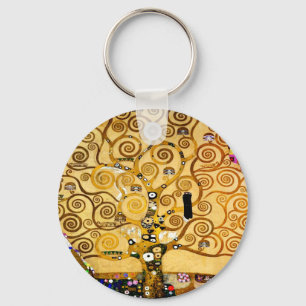 Gustav Klimt Levensboom: Art Nouveau Symbolist Sleutelhanger