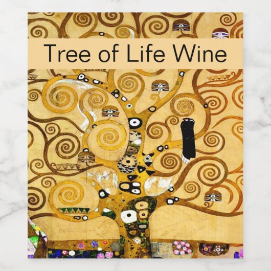 Gustav Klimt Levensboom: Art Nouveau Symbolist Wijn Etiket (Enkel label)