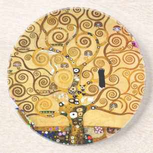 Gustav Klimt Levensboom: Art Nouveau Symbolist Zandsteen Onderzetter