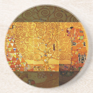 Gustav Klimt Levensboom: Art Nouveau Symbolist Zandsteen Onderzetter