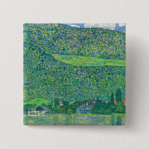Gustav Klimt - Litzlberg aan de Attersee Vierkante Button 5,1 Cm