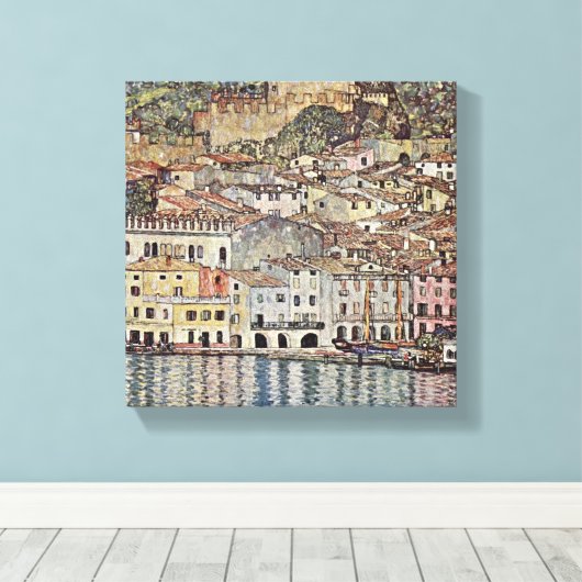 Gustav Klimt - Malcesine aan het Gardameer Canvas Afdruk (Insitu (Houten vloer))