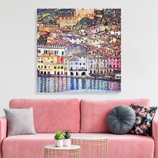 Gustav Klimt - Malcesine bij het Garda-meer in Ita Canvas Afdruk (Insitu (Woonkamer))