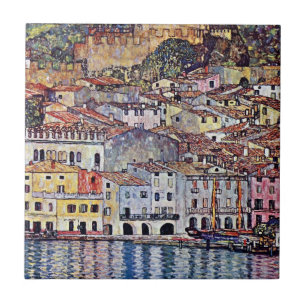 Gustav Klimt - Malcesine bij het Garda-meer in Ita Tegeltje