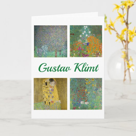 Gustav Klimt Masterstuks Patchwork Kaart (Gele Bloem)