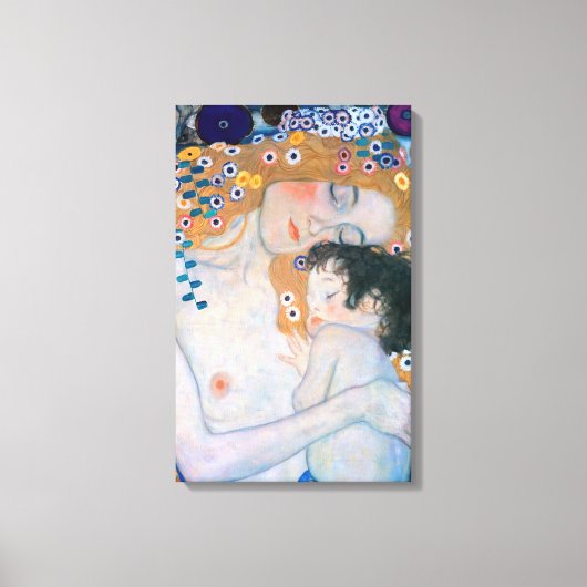 Gustav Klimt - Moeder en kind Canvas Afdruk (Voorkant)