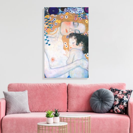 Gustav Klimt - Moeder en kind Canvas Afdruk (Insitu (Woonkamer))