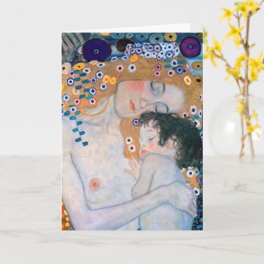 Gustav Klimt - Moeder en Kind Kaart (Gele Bloem)