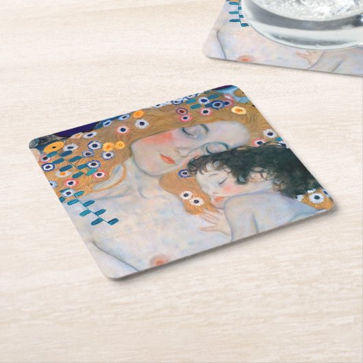 Gustav Klimt - Moeder en kind Kartonnen Onderzetters (Schuin)