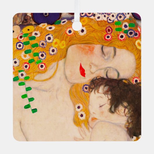 Gustav Klimt - Moeder en kind Metalen Ornament (Voorkant)