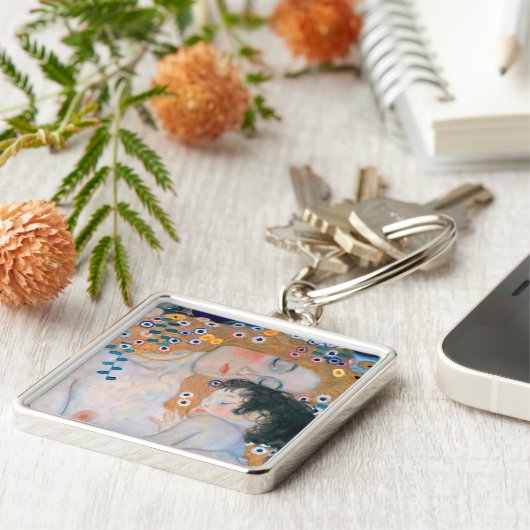 Gustav Klimt - Moeder en kind Sleutelhanger (Zijkant)