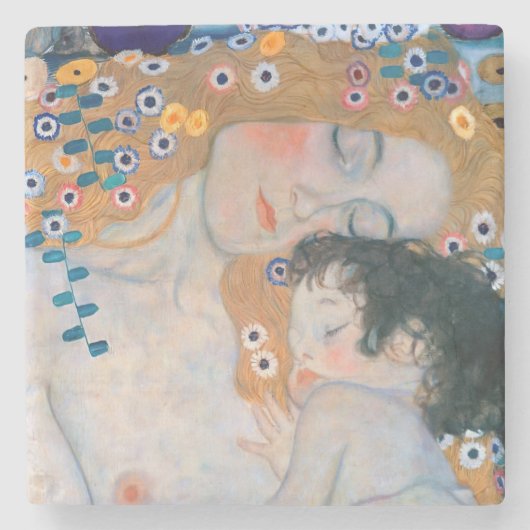 Gustav Klimt - Moeder en kind Stenen Onderzetter (Voorkant)