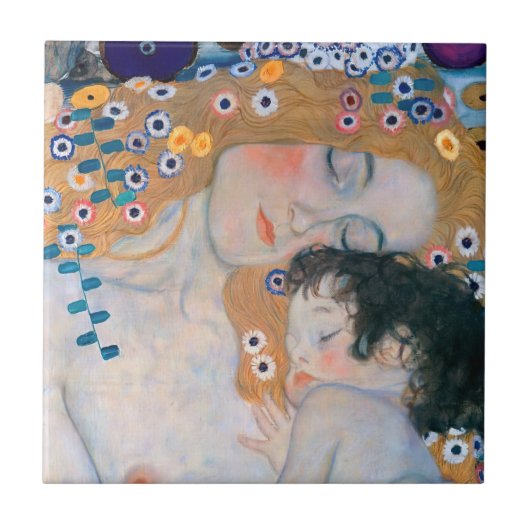 Gustav Klimt - Moeder en kind Tegeltje (Voorkant)