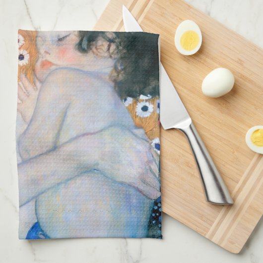 Gustav Klimt - Moeder en kind Theedoek (Quarter Fold)