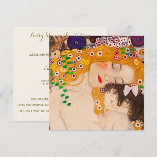 Gustav Klimt - Moeder en Kind Uitnodiging (Voorkant / Achterkant)