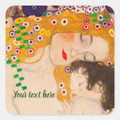 Gustav Klimt - Moeder en kind Vierkante Sticker (Voorkant)