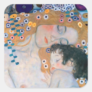 Gustav Klimt - Moeder en kind Vierkante Sticker