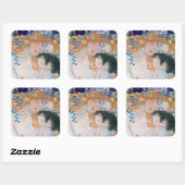 Gustav Klimt - Moeder en kind Vierkante Sticker (Vel)