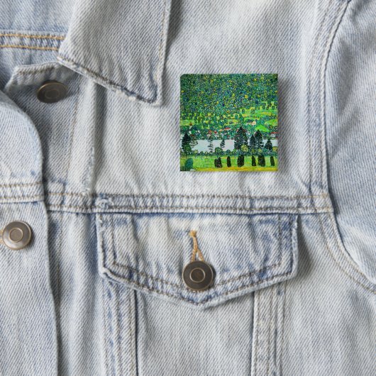 Gustav Klimt - Mountain Slope bij Unterach Vierkante Button 5,1 Cm (In situ)