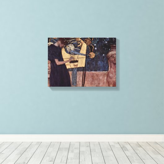 Gustav Klimt - Muziek Canvas Afdruk (Insitu (Houten vloer))
