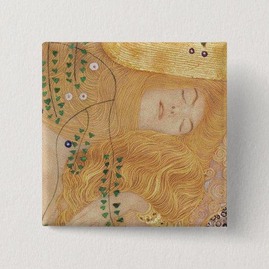Gustav Klimt | Nadere gegevens over de watervoorra Vierkante Button 5,1 Cm (Voorkant)