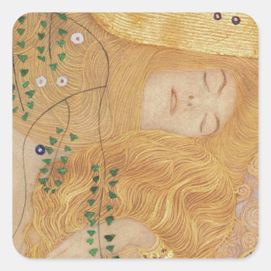 Gustav Klimt | Nadere gegevens over de watervoorra Vierkante Sticker (Voorkant)