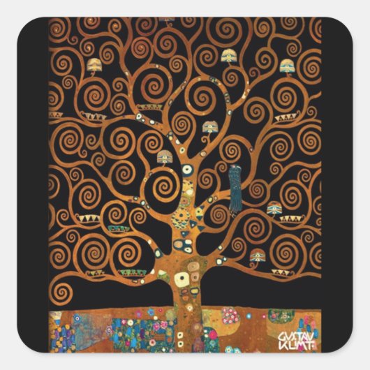 Gustav Klimt, onder de boom van het leven Vierkante Sticker (Voorkant)