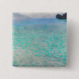 Gustav Klimt - Op het Attersee Vierkante Button 5,1 Cm