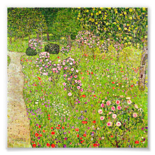 Gustav Klimt Orchard met Rozen Foto Afdruk