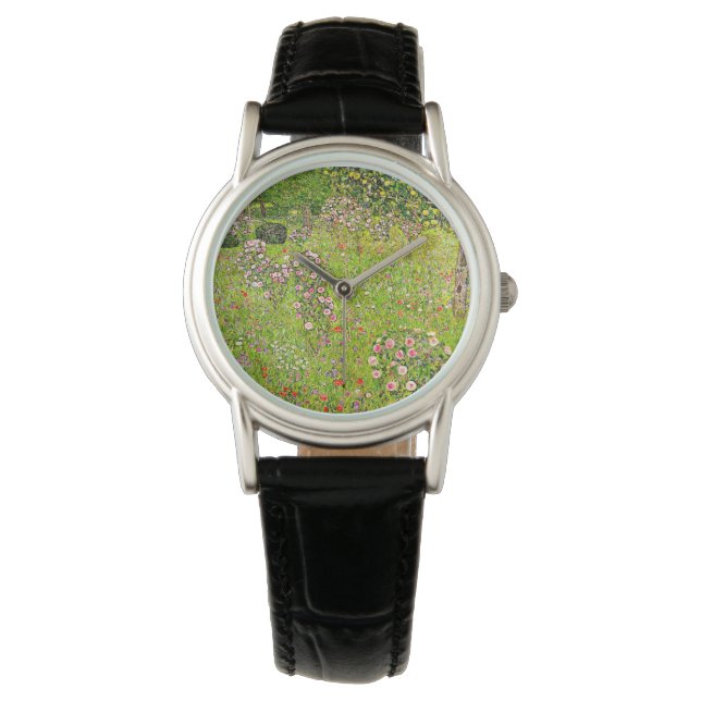 Gustav Klimt Orchard met Rozen Horloge (Voorkant)