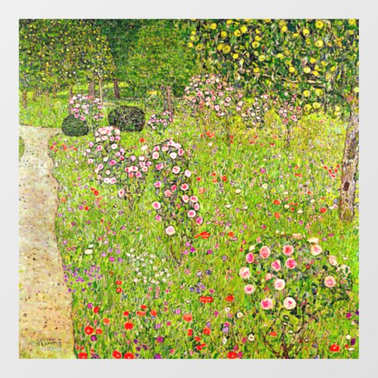Gustav Klimt Orchard met Rozen Raamsticker (Vel)