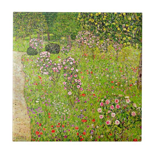 Gustav Klimt Orchard met Rozen Tegeltje (Voorkant)