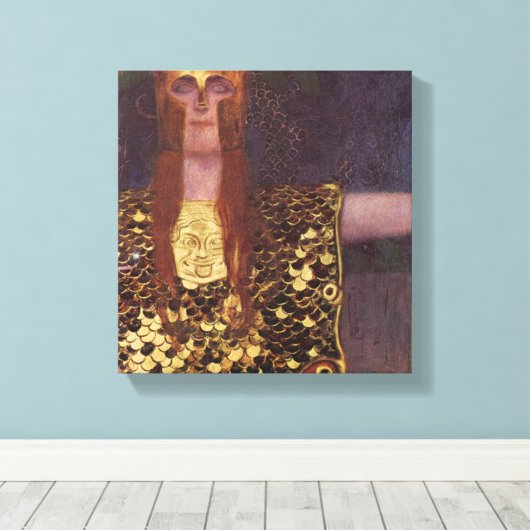 Gustav Klimt - Pallas Athena Canvas Afdruk (Insitu (Houten vloer))