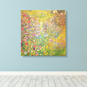 Gustav Klimt Pink Flowers Canvas Afdruk (Insitu (Houten vloer))