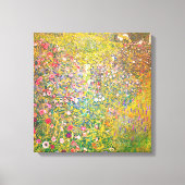 Gustav Klimt Pink Flowers Canvas Afdruk (Voorkant)