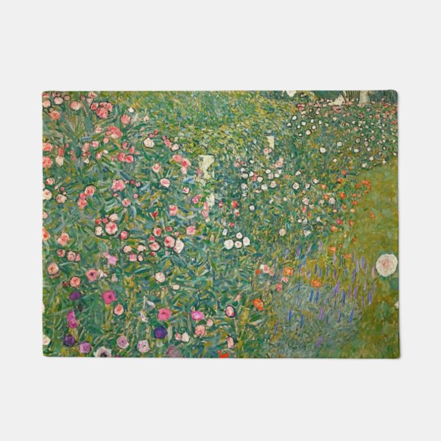 Gustav Klimt Pink Flowers Deurmat (Voorkant)