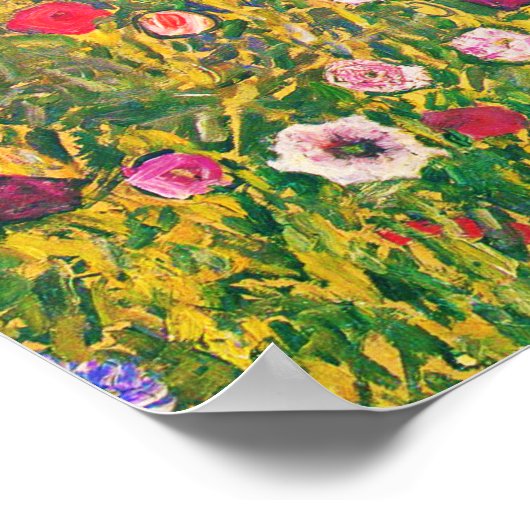 Gustav Klimt Pink Flowers Poster (Hoek)