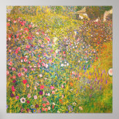 Gustav Klimt Pink Flowers Poster (Voorkant)