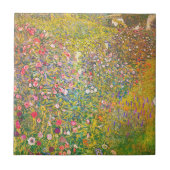 Gustav Klimt Pink Flowers Tile Tegeltje (Voorkant)